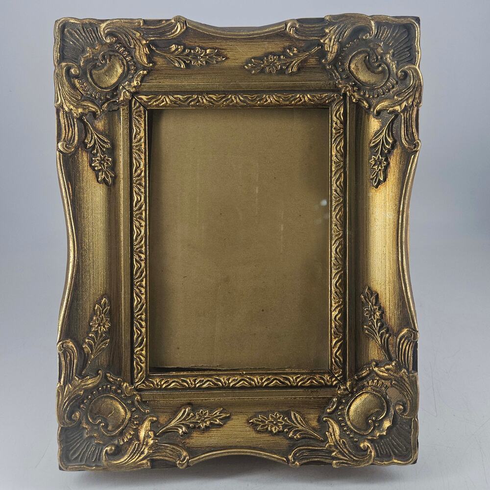 Vintage Gilded gold Ornate Easel photo Picture Frame 5X7